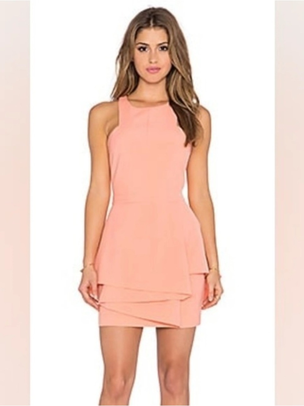 Elliatt salmon mini dress pleated halter neck style sleeveless size XSmall NWOT
